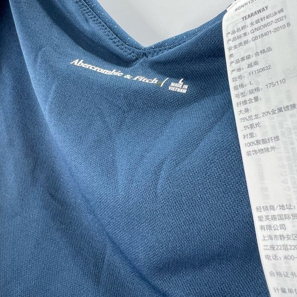 Abercrombie & Fitch Tall Side High Leg Cheeky Bikini Shimmer Blue Bottoms - Picture 4 of 5